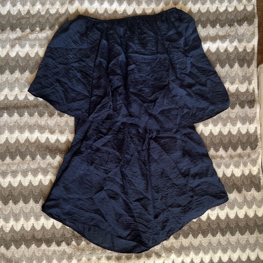 Impeccable Pig | Navy Blue Strapless Mini Romper | Flowy